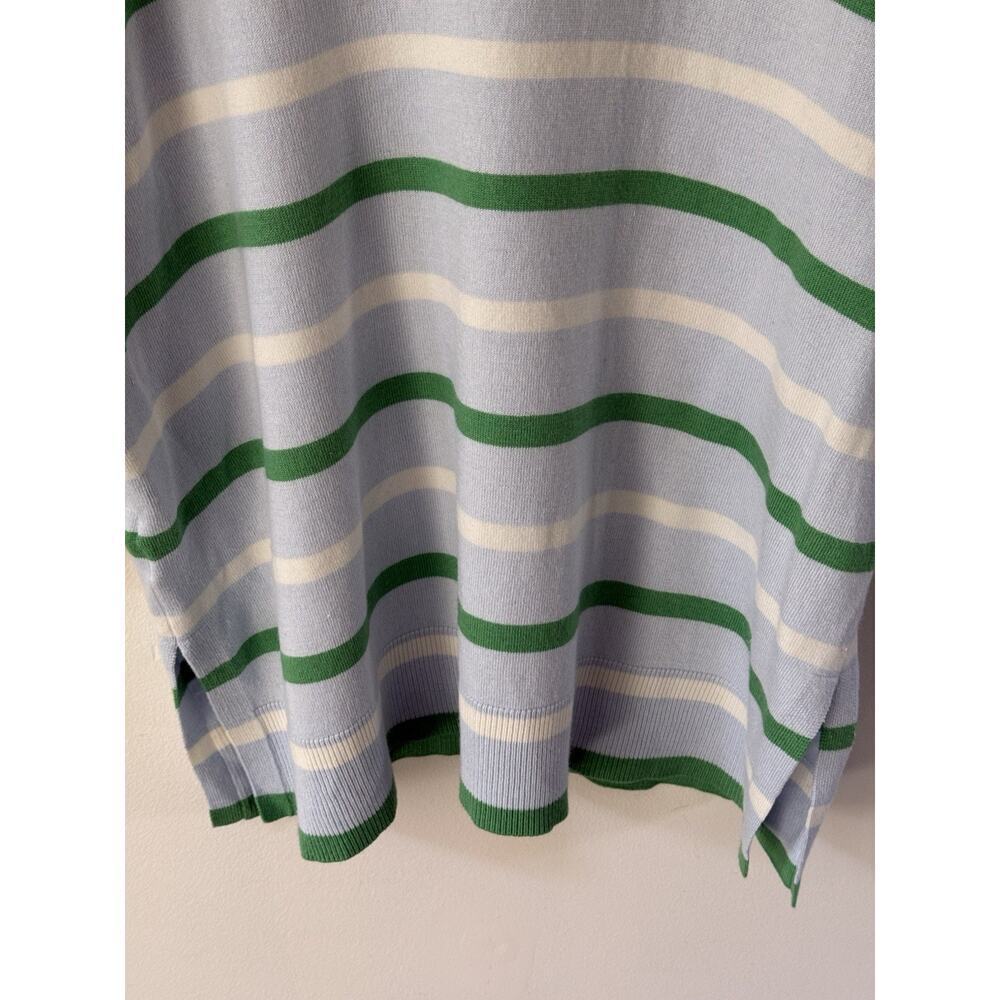 Ann Taylor Silk Blend Striped Sweater Large Blue Green Comfort Classic Preppy - Picture 2 of 8